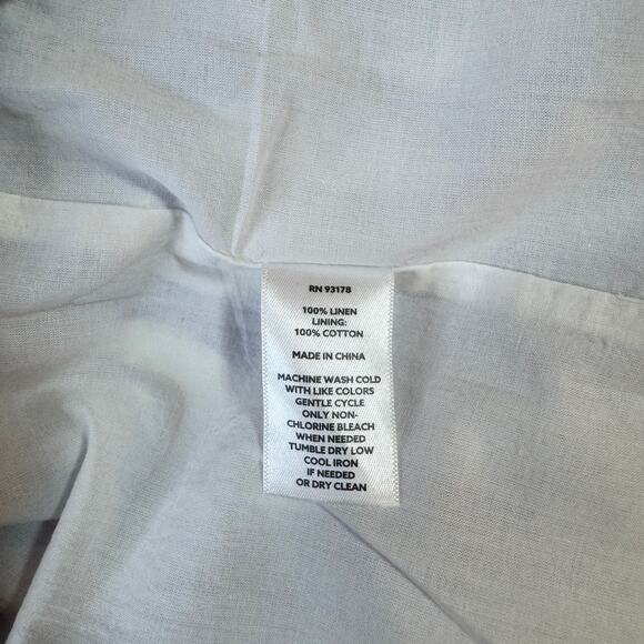 Magaschoni Linen Dress White Blue Summer Women’s 6 Cut Out Resort Wear Vacation - Picture 13 of 16